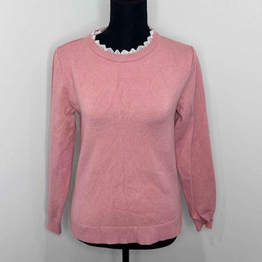 Maison de Roem Blush Lace Neck Sweater - Picture 2 of 7